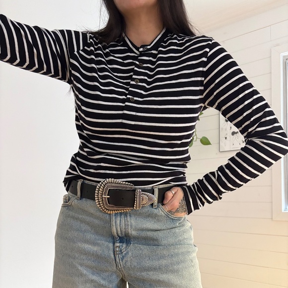 Diesel black gold stripe Henley - Picture 1 of 5